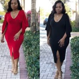 Draped sleeve midi body on